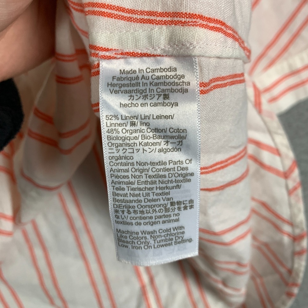 NWT Madewell Button-Up Shirt Womens Medium Bright Flame Oversized Pleated-Sleeve - Picture 7 of 11